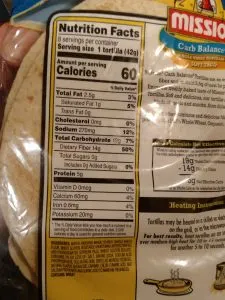 Mission carb balance wraps label