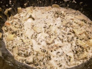 Crock Pot Spinach Artichoke Chicken in crock pot